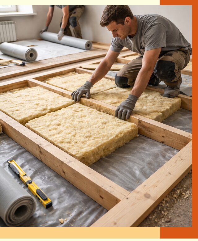 Утепление деревянного пола в Коркино от 1557 руб./м2 под ключ | ТепломастерКрк