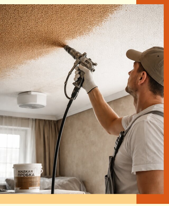 Утепление потолка жидкой пробкой в Коркино от 3633 руб. | ТепломастерКрк